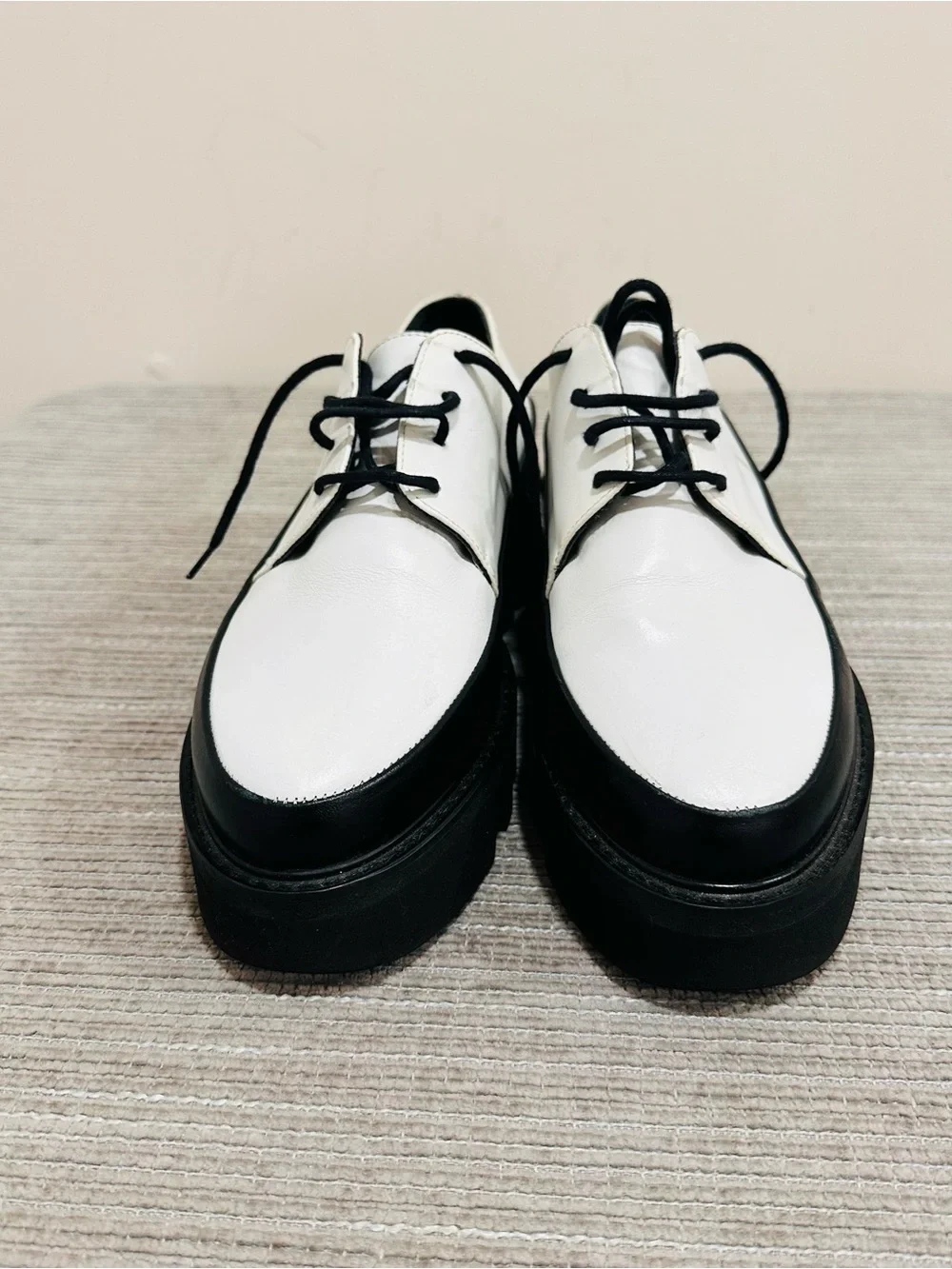 Unreal Fields Step Up White‎ Leather Creepers Platform Derby Shoes EU 39 / US 8